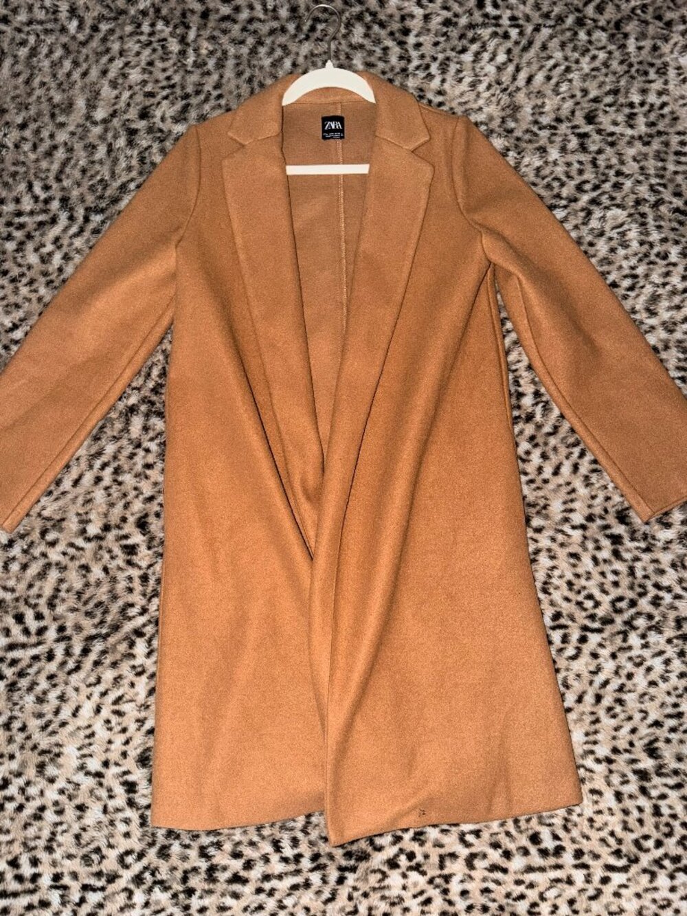 ZARA Camel Brown Soft Touch Longline Coat